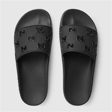 all black womens gucci slides|all black Gucci slides women's.